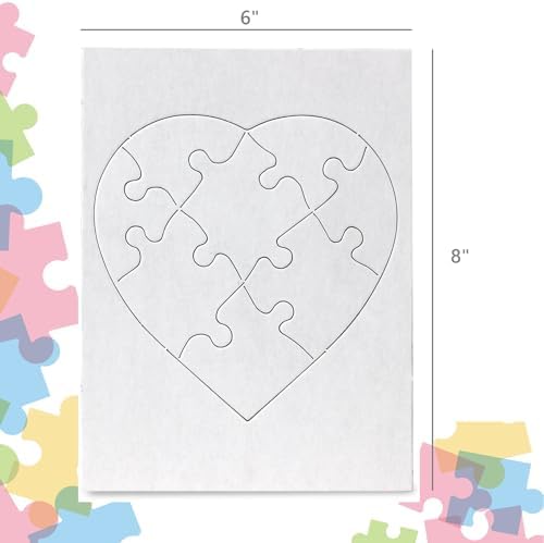 Hygloss 6 Blank Heart Puzzles – 6 x 8 Inches – Ideal for Valentine’s Day Crafts – Write, Draw, and Decorate – 8 Pieces Each