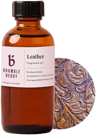 Bramble Berry Leather Fragrance Oil 2 oz | Classic Aged Leather Scent for Soap Making, Candles, Lotion, Bath Bombs & Perfume | Skin Safe, Vegan, Paraben & Phthalate Free, DIY Craft Essential