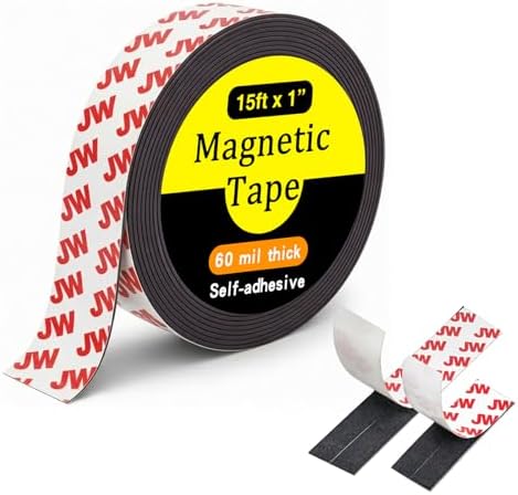 Magnetic Tape, 15 Feet x 1 Inch, Flexible & Self-Adhesive