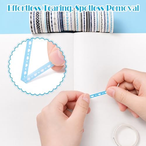 EORTA 30 Rolls Pastel Floral Washi Tape Set, Thin 5mm Skinny Masking Tape, Decorative Planner Tape for Scrapbooking, Journaling, Gift Wrapping & DIY Crafts (Minimal Neutral Lines, 5mm)