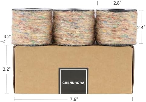 Sparkle Yarn, Colorful Yarn, Fuzzy Yarn for Crocheting Knitting Crafts, Set of 3 Rolls (Misty Starburst)