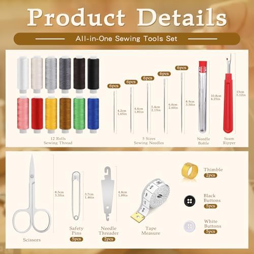 SHWAKK Sewing Kit for Adults, Stainless Steel Needles for Hand Sewing