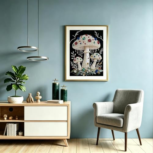 Mushroom Diamond Pearl Painting Kits for Adults,Diamond Art 12X16In