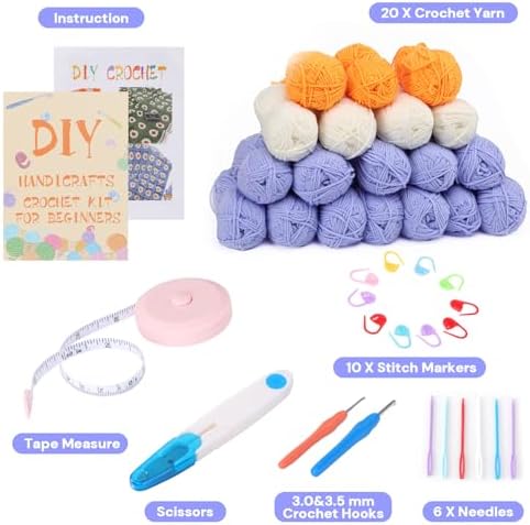 HUYEIOBGD Crochet Daisy Blanket Weaving Set Suitable for Beginners, Basic Crochet Learning kit with Tools and Video tutorials