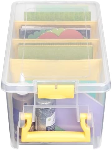 ArtBin Semi Satchel Craft Organizer with 3 Dividers, Yellow Accents