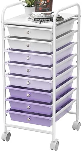 Simple Houseware 8 Drawers Rolling Utility Cart Art Craft Storage, Purple