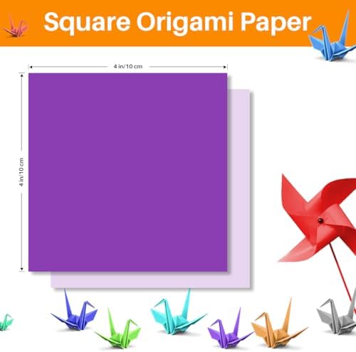 Opret Origami Paper Large Single Sided for Arts and Crafts Projects | Origami Papers, 4X4 Inch / 10X10cm, 100 Sheets, 50 Vivid Colors