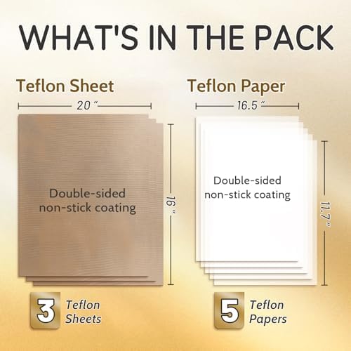 TransOurDream Teflon Sheets 16×20" & Teflon Paper 8.5 * 11" for Heat Press