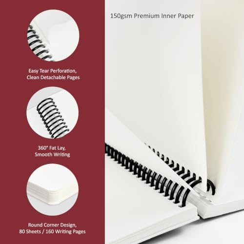 Hardcover Sketchbook,7.2"x8.3"Spiral Bound Drawing Pad, Noir Scarlet Flower