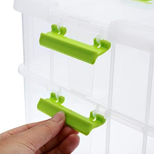 JUXYES 2-Tiers Plastic Stack Carry Storage Containers Box wih Handle Lids