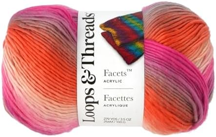 Loops & Threads Facets Yarn - Yarn for Knitting, Crochet, Weaving, and Arts & Crafts - Lollipop, Acrylic, 3.5 oz