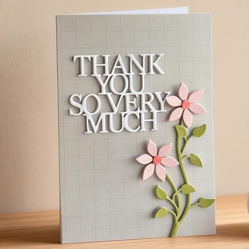 Lapoo Words Cutting Die for Scrapbooking - Durable, Cut Stencils for DIY Scrapbook Photo Album Decorative Paper Card, Card Making Supplies Party Wedding Decorations (Thank You 4.1 x 3.5 in)