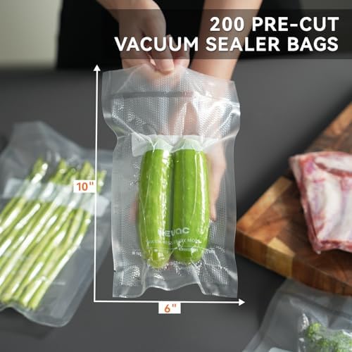 Wevac Vacuum Sealer Bags 6"x10", 200 Pint Bags, Fits Food Saver Sealers