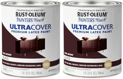 Rust-Oleum Brush-On Enamel Paint Painter's Touch Latex, Gloss Kona Brown, 1 Quarts (Pack of 2)