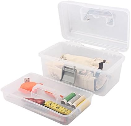 Multipurpose Plastic Storage Container Box with Handle and Latch Lock, Clear Gray