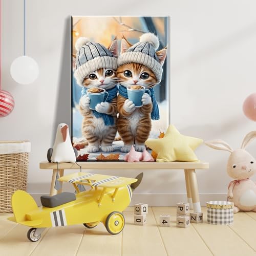ATDMS Paint by Numbers Kits for Adults, Cats Paint by Number with Frame