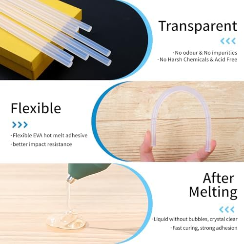 Phinus 36 Pack Mini Hot Glue Sticks, 8" Long x 0.27" Diameter Clear Glue Sticks for Glue Gun, EVA Clear Glue Gun Sticks, Hot Glue Gun Sticks for DIY Craft Sticky Projects & More