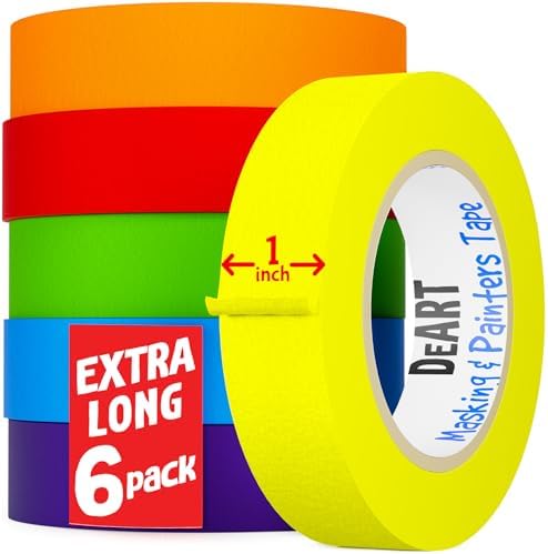 DEART Colored Masking Painters Labeling Tape Masking Tape 1 inch Color Painter Tapes for Arts & Crafts Labeling or Coding, Art Supplies Color Tape Rolls, Colorful Craft Tapes
