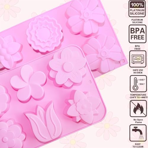 3PCS Flower Soap Molds,Silicone Soap Molds,Silicone Molds for Soap | PSKJATIN Flower Soap Molds Silicone Molds for Soap Bath Bombs Shower Steamer Lotion Bars Handmade Cake Chocolate