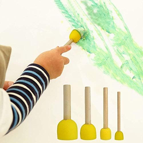 WAFJAMF 40 Pcs Round Sponges Brush Set 4 Sizes DIY Painting Tools Yellow