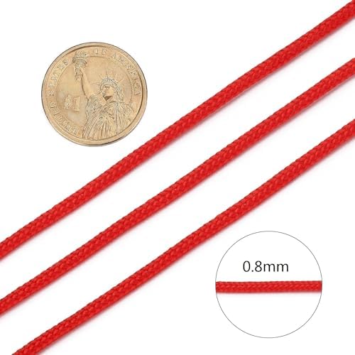0.8mm Red Nylon Cord for Jewery Making, 100 Yards Kumihimo Bracelet String Red Beading Thread for Braided Ornament Lanyard Chinese Knot Macrame Craft