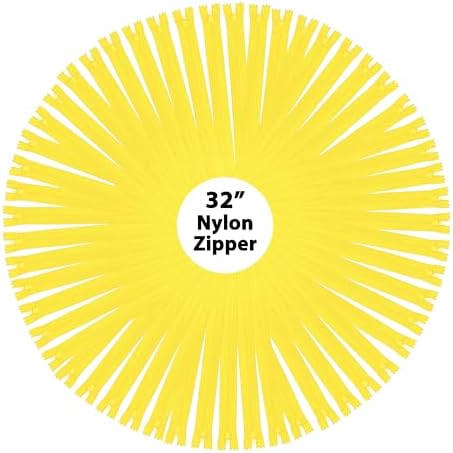 Mandala Crafts 40 PCs Yellow Closed-End 32 Inches Nylon Zippers for Sewing