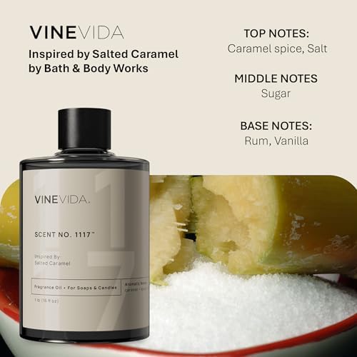 VINEVIDA [16oz] Salted Caramel Fragrance Oil for Candle Making and Soap Making - Premium Candle Scents for Soy Candles