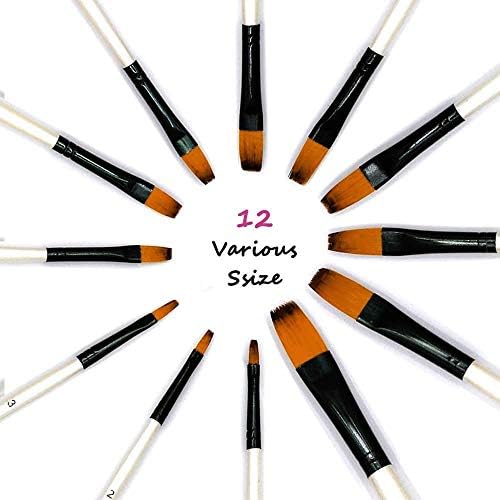 GETHPEN Flat Paint Brush Set for Acrylic Watercolor & Oil Painting,12pcs