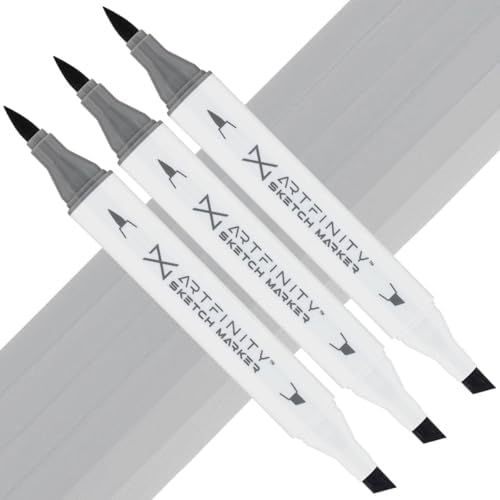 Artfinity Sketch Markers - Set of 3 - Neutral Gray 4 NG4, Vibrant, Professional, Dye-Based Alcohol Markers for Artists, Drawing, Travel, & More