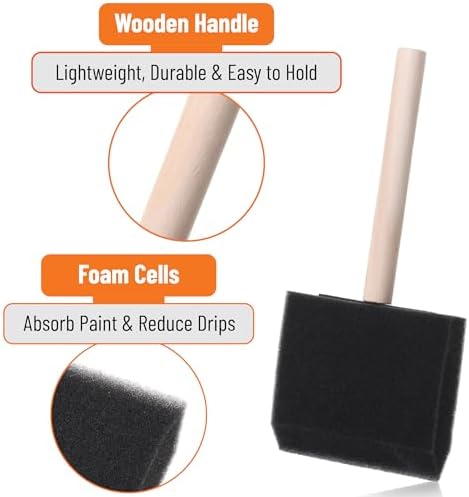Bates- Foam Paint Brushes, 3", 50 Pack, Black Sponge Brushes for Painting, Sponge Paint Brush