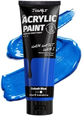 JusArt Blue Acrylic Paint, 8.45oz/250ml Large Tube, Heavy Body Rich Pigment