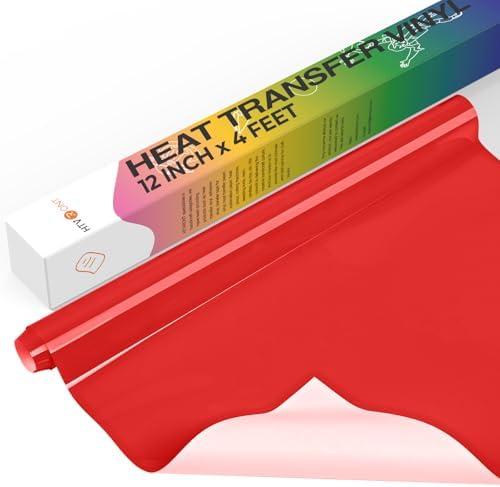 HTVRONT Heat Transfer Vinyl Roll, 12" x 4FT Red HTV