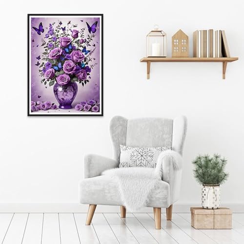 DIYCYCY Floral&Butterfly Diamond Art Kits for Adults Beginners 12x16 in | DIY 5D Diamond Painting Flowers,Round Full Drill Gem Art for Adults,Diamond Dots Paintings Picture Crafts,Home Wall Decor