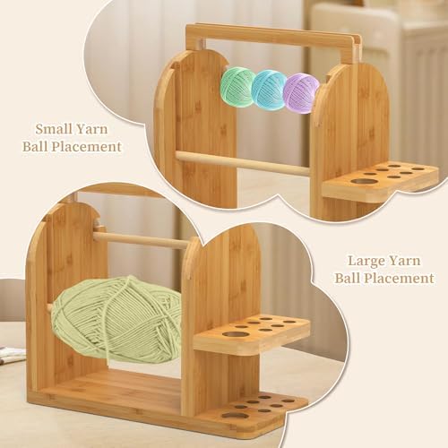sandpaint Yarn Holder for Crocheting, Bamboo Wood Yarn Storage Organizer