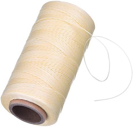 Eboot 284 Yards Waxed Thread 150d 1 mm Leather Sewing Waxed Thread Cord for Leather Craft DIY, Bookbinding, Shoe Repairing, Hand Stitching(Beige)