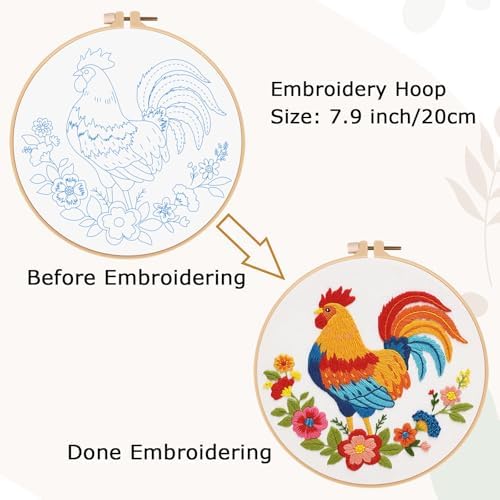 Nuberlic Embroidery Kit for Beginners, Rooster Needlepoint kit