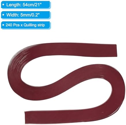 PATIKIL 240pcs Quilling Strips Paper 3/16"(5mm) 21"(54cm) Origami Paper Quilling Strip for Art DIY Hand Craft Christmas, Burgundy Red