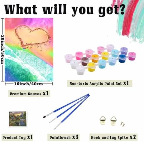LCOZX Beach Paint by Numbers Kit for Adults Beginners 16x20 Inch