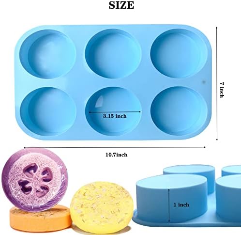 Round Soap Molds for Soap Making,4oz Large Silicone Soap Mold | 2pcs 4oz Large Size 6 Cylinder Silicone Molds for Loofah Soap,Bath Bombs,Shower Steamer, Lotion Bars