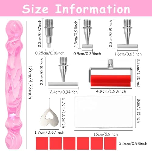 Praise V Do Thin Version Stainless Steel Diamond Painting Art Drilling Pen Kit with Screw Silver Metal Tips Nib Placer Roller Tool Accessories, Ergonomic Diamond Art Pen for 5D Diamond Paint Bead Dot