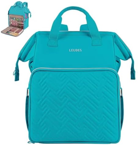 Leudes Crochet Bag Backpack for Yarn Storage Tote Travel Large Knitting Bag