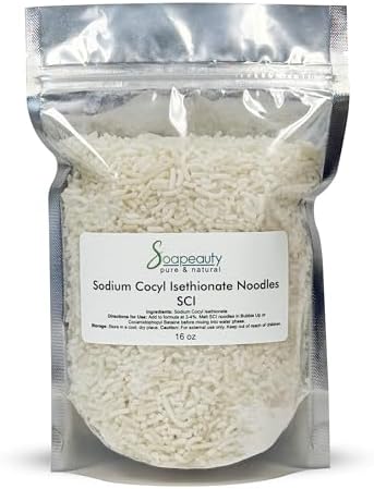 Soapeauty Sodium Cocoyl Isethionate Noodles for Skin & Hair Care - SCI Natural Surfactant Used for Making Bubble Baths, Bath Bombs, Shampoo Bars (16 oz)