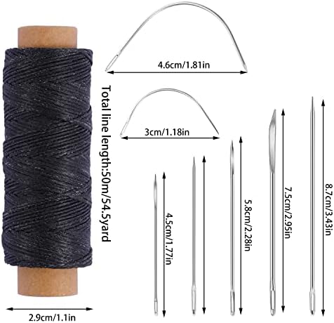 110Yards Waxed Thread with 7 Pcs Leather Needles for Hand Sewing