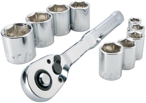 CRAFTSMAN 10 Pc Mechanics Tool Set with 90-tooth Low Profile Ratchet, SAE, 3/8 Inch Drive (CMMT34563)
