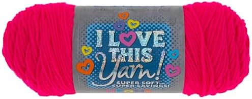 Hobby Lobby I Love This Yarn, 100% Acrylic, 950 Pink Neon, Set of 2