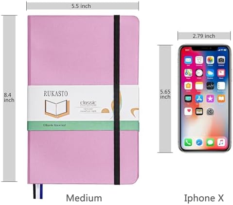 Hardcover Notebook Blank Journal Sketchbook for Drawing, Medium 5.5 by 8.4 Inch, 100 GSM Thick Paper (Pink, Plain)