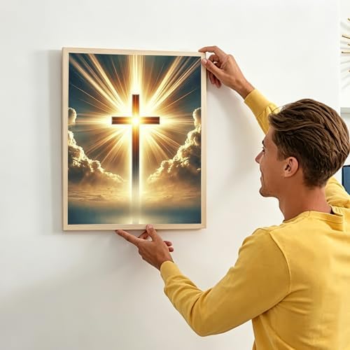 ckdiluy Cross Diamond Art Kits for Adults Beginners, 5D DIY Religious Cross Diamond Painting Kits, Full Round Drill Diamonds Dots Gem Art Crystal, Home Wall Decor 12X16 Inch