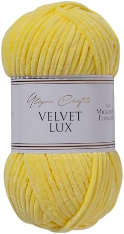 Velvet Lux Chenille Yarn for Crocheting and Knitting, 2 Pack Bulk Chunky Yarn, Super Soft Velvet Yarn for Amigurumi, Baby Blankets & Home Decor — 100g/120yds per Skein (Sun Yellow)