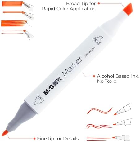 M&G Alcohol Markers, 60 Colors Dual Tip Art Markers, coloring markers with Storage Case for Adult Stocking Stuffers,Christmas Gift Idea for artists (White Barrel)