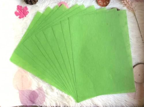 A5 50 Sheets Natural Fiber Mulberry Tree, Mulberry paper Sheets Square Origami, Arts Folding Craft, Decoration, Paper for DIY Crafts. 8.3" x 5.8" ( Green Tone A5)
